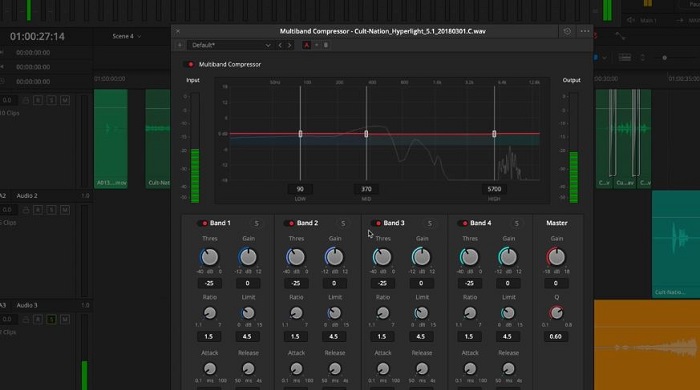 Fairlight Multiband Compressor in DaVinci Resolve